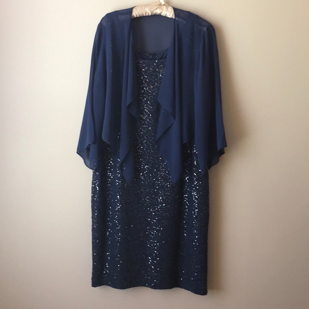 Alex Evenings sequined raised lace dress
